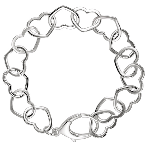 Sterling Silver Sterling Silver Open Heart Link Bracelet 7.5in JJCH839