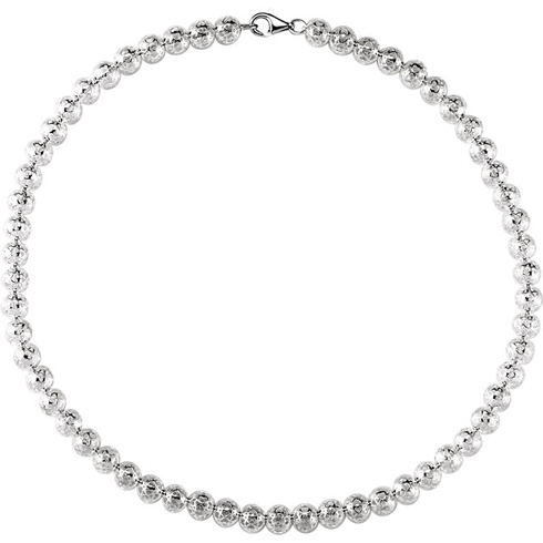 Sterling Silver 18in Hollow Bead Necklace 8mm