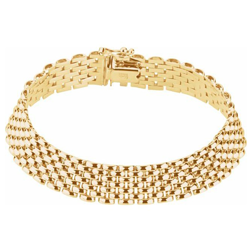 14k Yellow Gold Slender Panther Link Bracelet 7in