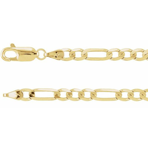 14k Yellow Gold 8in Figaro Chain Link Bracelet 4mm Thick