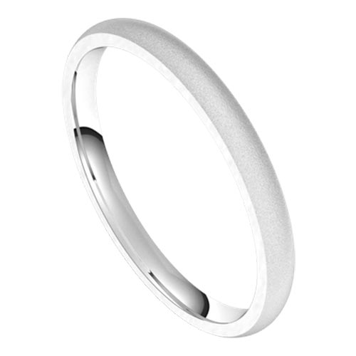 Platinum Comfort Fit Wedding Band with Bead Blast Matte Finish 2mm