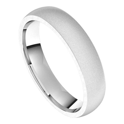 Platinum Comfort Fit Wedding Band with Bead Blast Matte Finish 4mm
