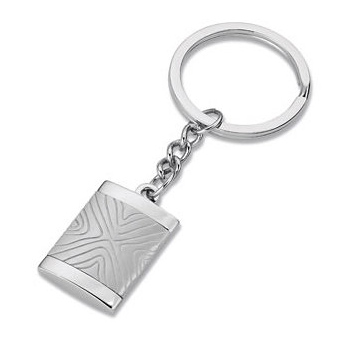 Stainless Steel Key Chain with Wood Grain Pattern