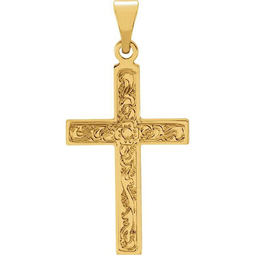 14kt Yellow Gold Small Ornate Cross