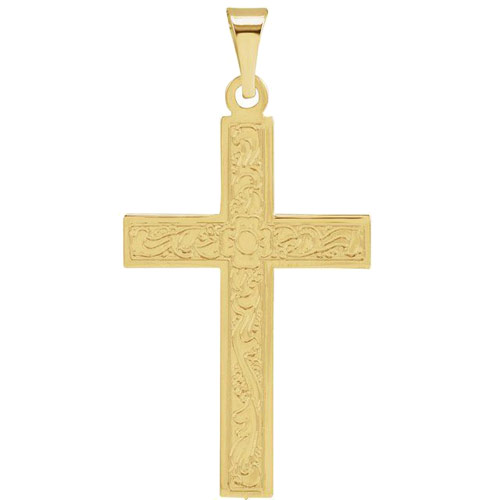 14kt Yellow Gold 7/8in Ornate Cross
