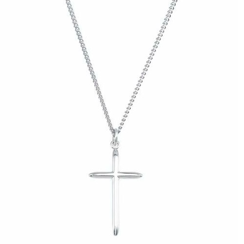 Sterling Silver 1in Latin Cross with 18in Chain