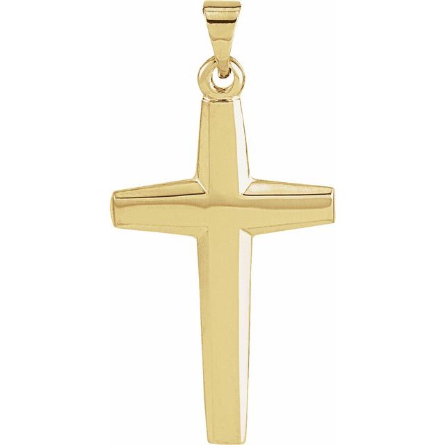 14kt Yellow Gold 7/8in Beveled Cross