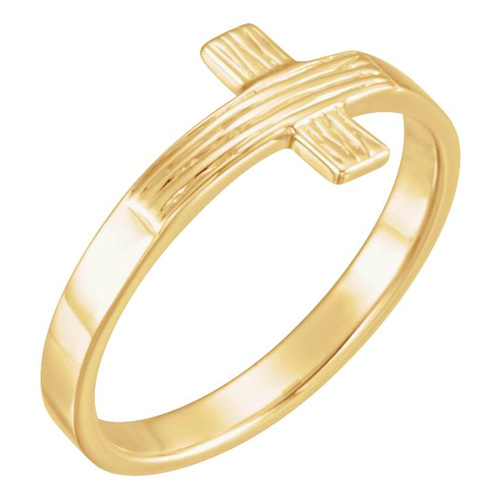14k Yellow Gold The Rugged Cross Chastity Ring