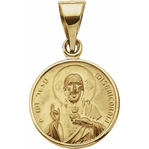 18kt Yellow Gold 1/2in Sacred Heart of Jesus Medal