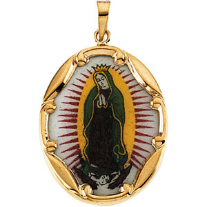 Our Lady of Guadalupe Porcelain Medal 25x19.5mm