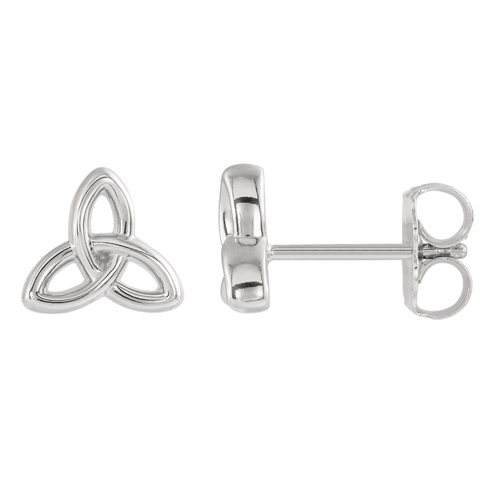 14k White Gold Celtic Trinity Knot Stud Earrings