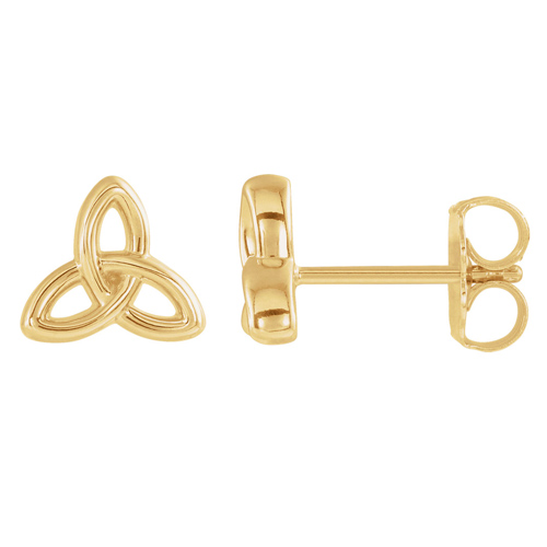 14k Yellow Gold Celtic Trinity Knot Stud Earrings