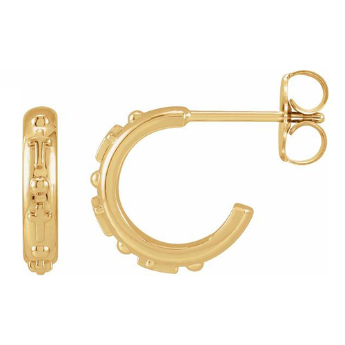 14k Yellow Gold Rosary Hoop Earrings