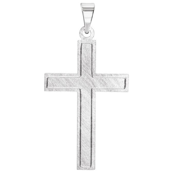 14k White Gold Ridged Cross Pendant 22x14mm