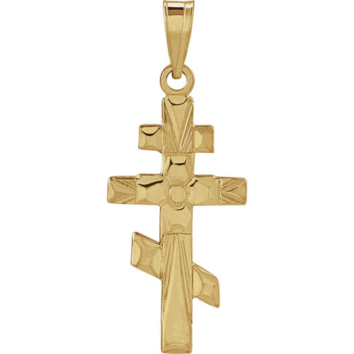 14kt Yellow Gold 3/4in St. Andrew Orthodox Cross Pendant
