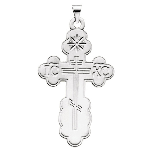 Sterling Silver 1 1/2in Orthodox Cross with Satin Finish
