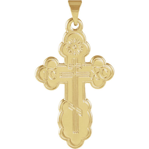 14kt Yellow Gold 1in Orthodox Cross