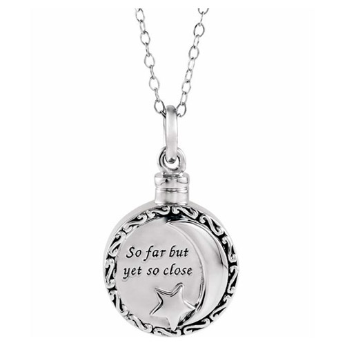 Sterling Silver So Far But Yet So Close Ash Holder Necklace 18in
