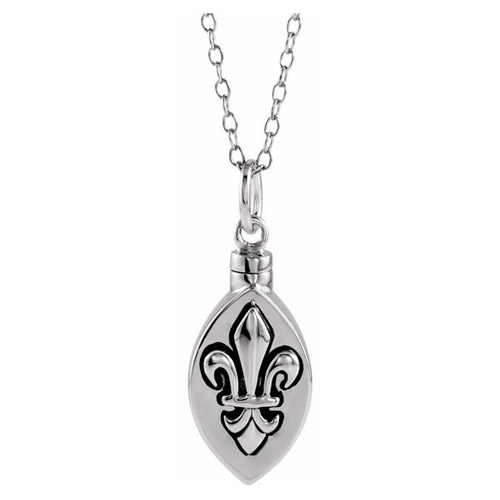 Sterling Silver Fleur-de-lis Ash Holder Necklace 18in