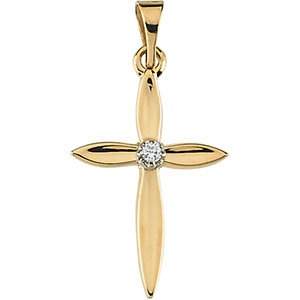 14kt Yellow Gold 5/8in Diamond Tapered Cross