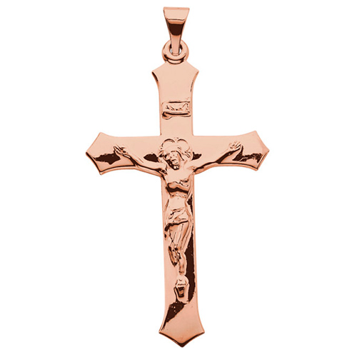14k Rose Gold Crucifix Pendant 2in