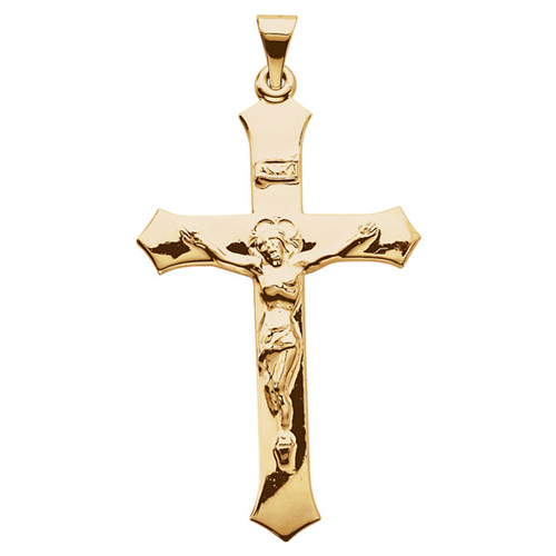 14k Yellow Gold Crucifix Pendant 1.5in