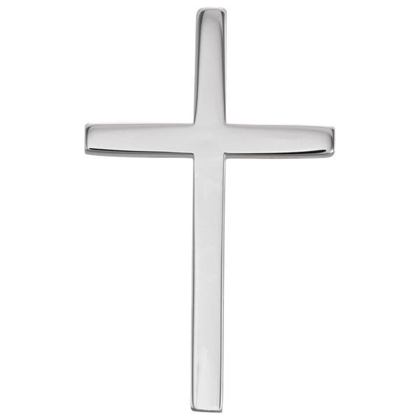 Platinum Smooth Classic Cross Pendant with Hidden Bail 1in