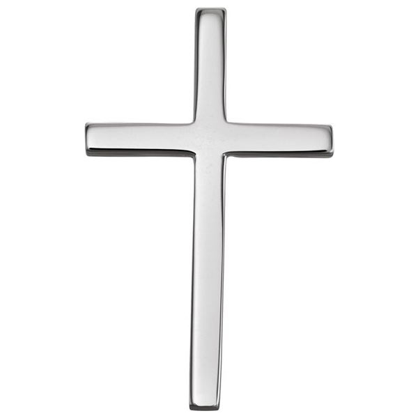 Platinum Smooth Classic Cross Pendant with Hidden Bail 7/8in