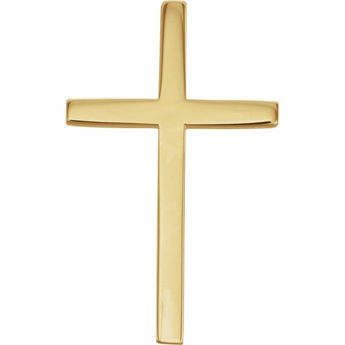 14kt Yellow Gold 1in Smooth Classic Cross with Hidden Bail