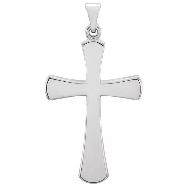 Platinum Smooth Crusader Cross Pendant 1 1/8in
