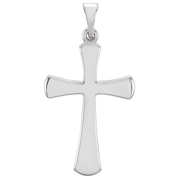 Platinum Smooth Crusader Cross Pendant 7/8in