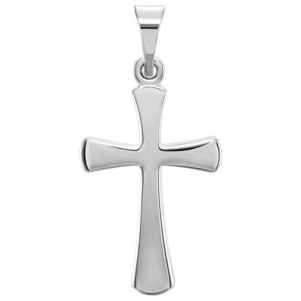 Platinum Smooth Crusader Cross Pendant 3/4in