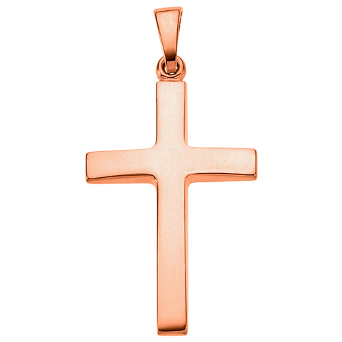 14k Rose Gold Latin Cross with Polished Finish 7/8in
