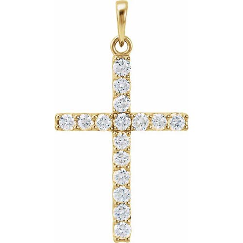 14k Yellow Gold 1 ct Diamond Cross Pendant