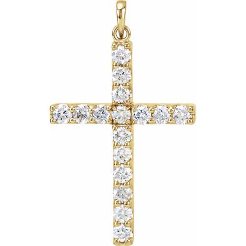 14k Yellow Gold 1.37 ct Diamond Cross Pendant