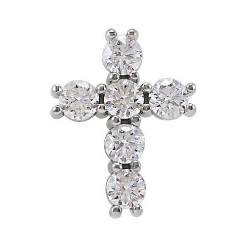 14k White Gold 1/3 ct tw Diamond Cross Pendant