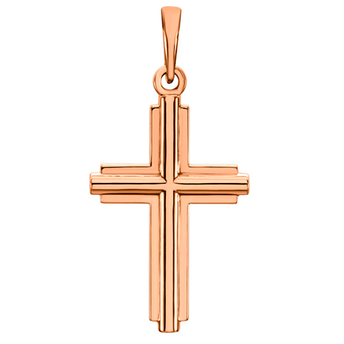 14k Rose Gold Step Down Latin Cross Pendant 1in