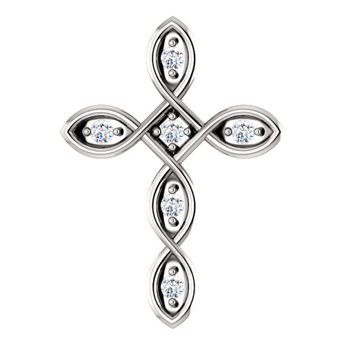 14kt White Gold 1/10 ct Diamond Accented Cross