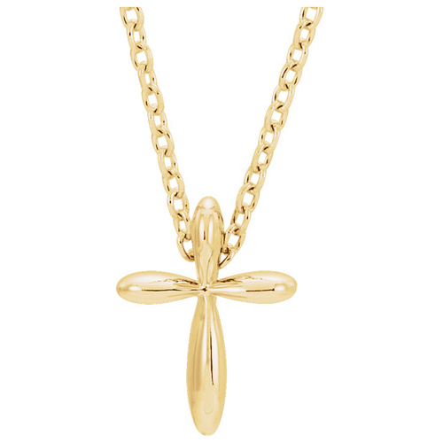 14k Yellow Gold Small Tapered Cross Necklace