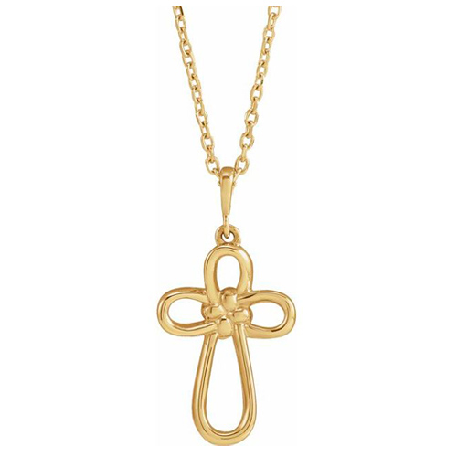 14k Yellow Gold Knotted Cross Necklace
