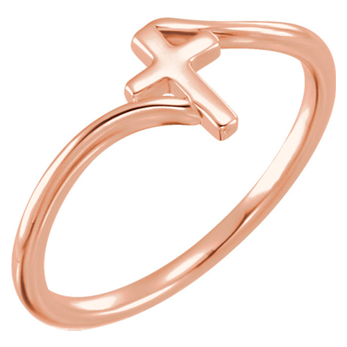 14k Rose Gold Cross Bypass Ring