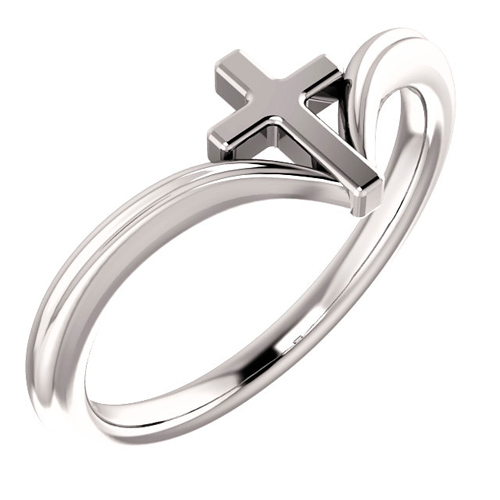 14k White Gold Classic Cross Ring with V Shank