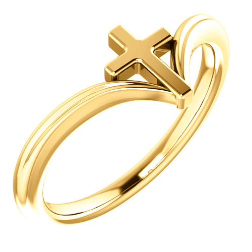 14k Yellow Gold Classic Cross Ring with V Shank