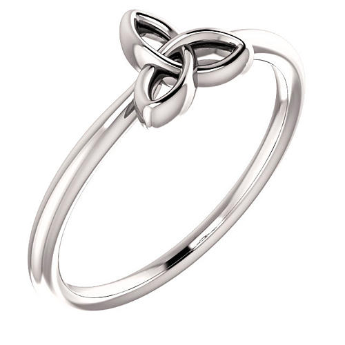 14k White Gold Stackable Celtic Trinity Knot Ring