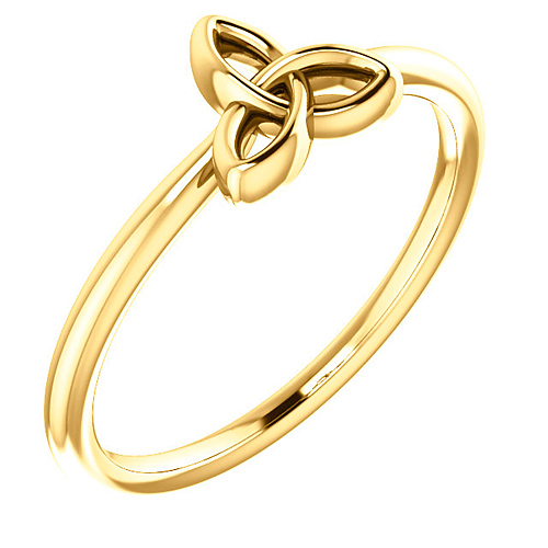 14k Yellow Gold Stackable Celtic Trinity Knot Ring
