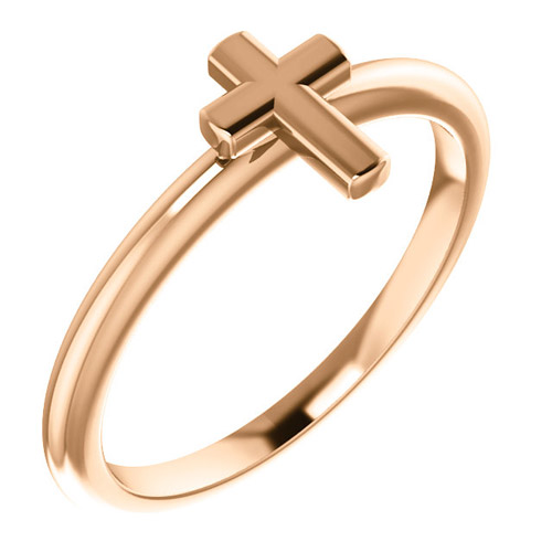 14k Rose Gold Stackable Cross Ring