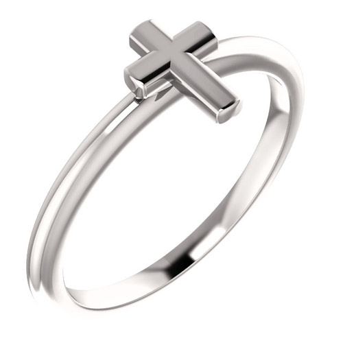 14k White Gold Stackable Cross Ring