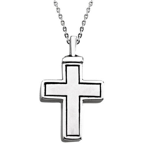 Sterling Silver Cross Ash Holder Necklace 18in
