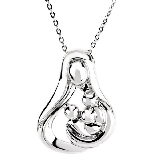 Sterling Silver Embraced by the Heart Mother Necklace Three Children