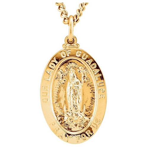 24k Gold-Plated Sterling Silver Lady of Guadalupe Medal on 24in Chain